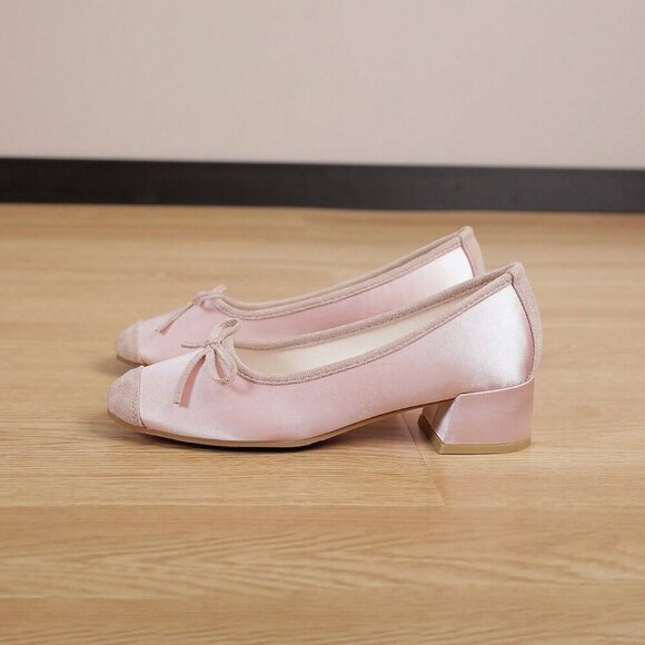 Pink Basics Women's Square Toe Chunky Heel Shoes - Picture 7 of 8